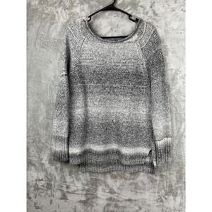Chaps Gray Ombre Knit Sweater Womens M Classic Cozy Casual Layering Style Winter